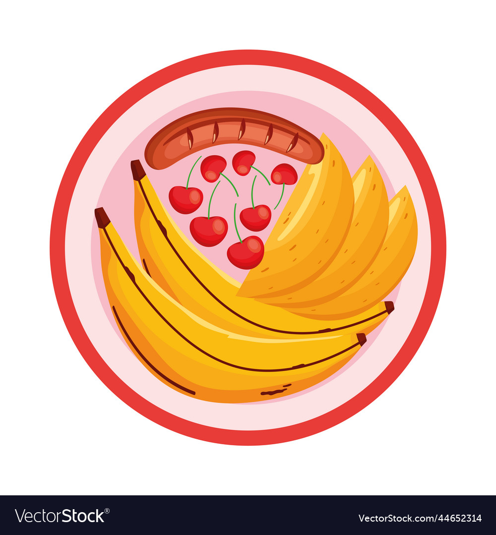 Sausage and fruits Royalty Free Vector Image - VectorStock