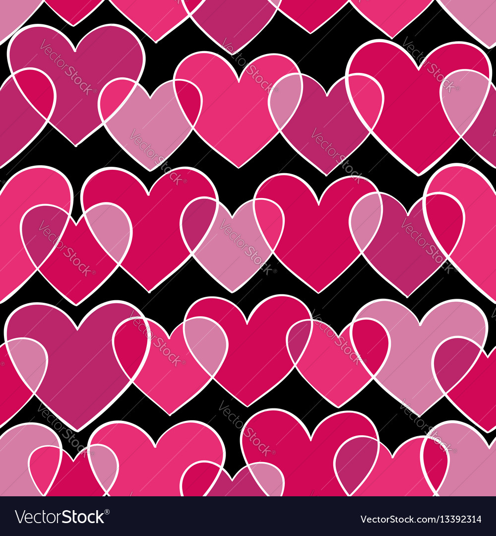 Seamless pattern with pink doodling sketch heart Vector Image