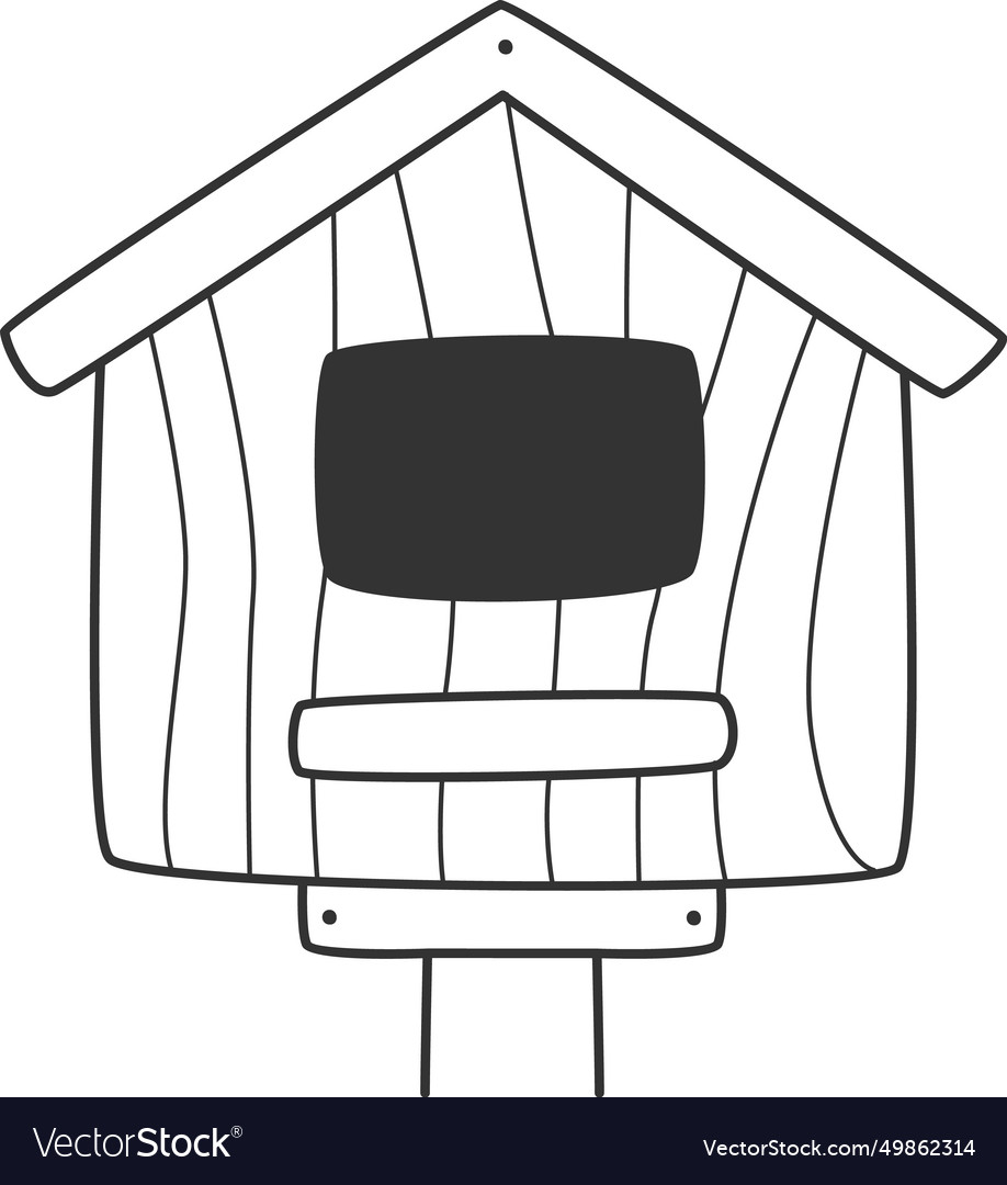 Wooden birdhouse outline Royalty Free Vector Image