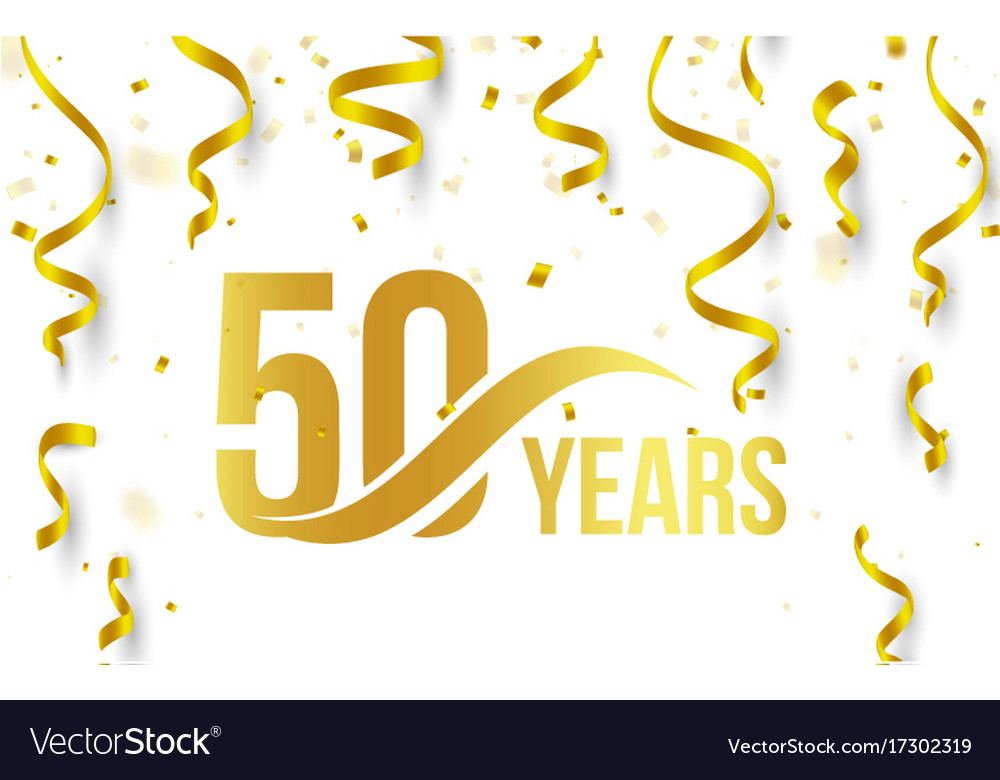 Isolated golden color number 50 with word years Vector Image