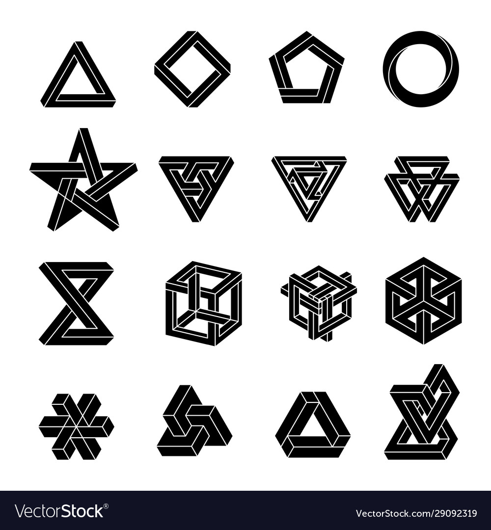 Set impossible shapes optical illusion Royalty Free Vector