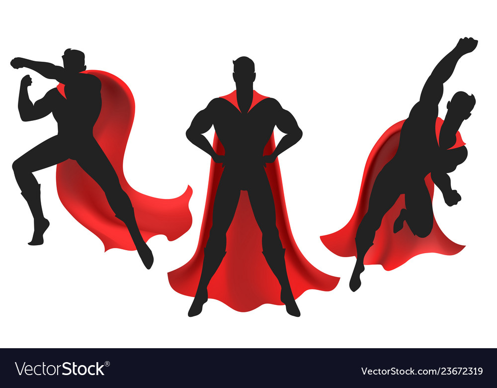 Superhero Silhouette Set Royalty Free Vector Image 