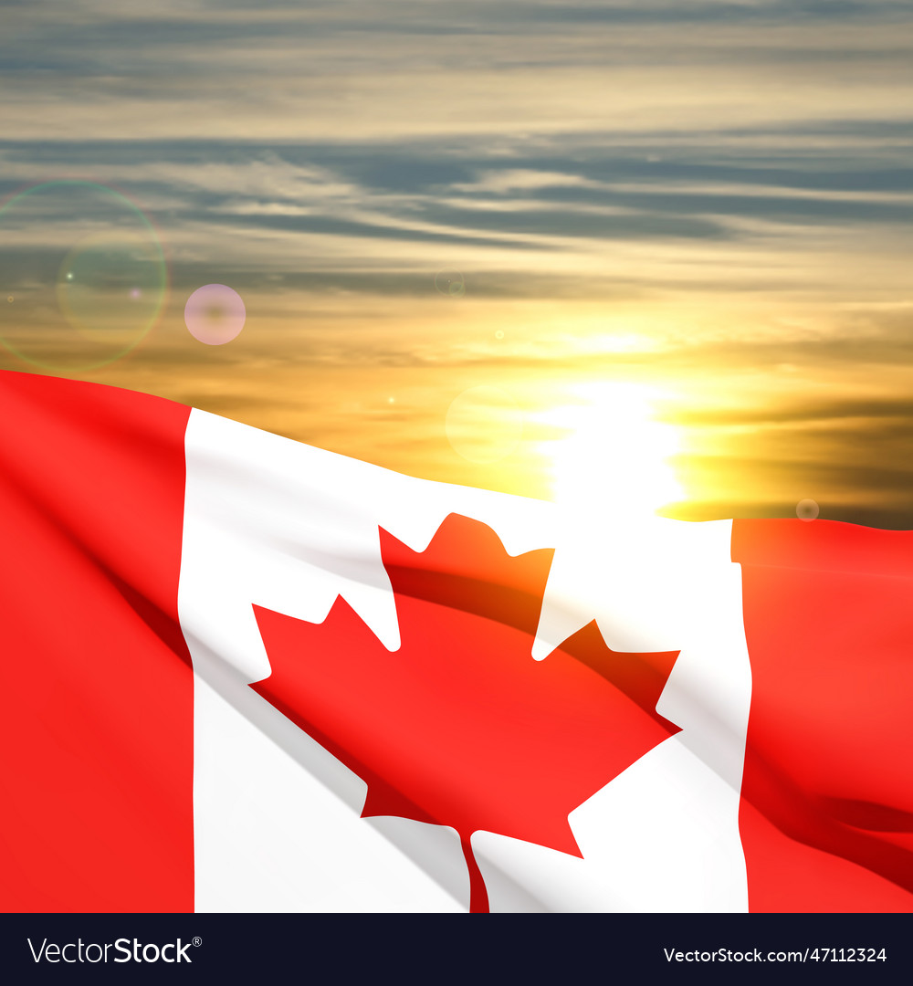 Canada flag against the sunset Royalty Free Vector Image