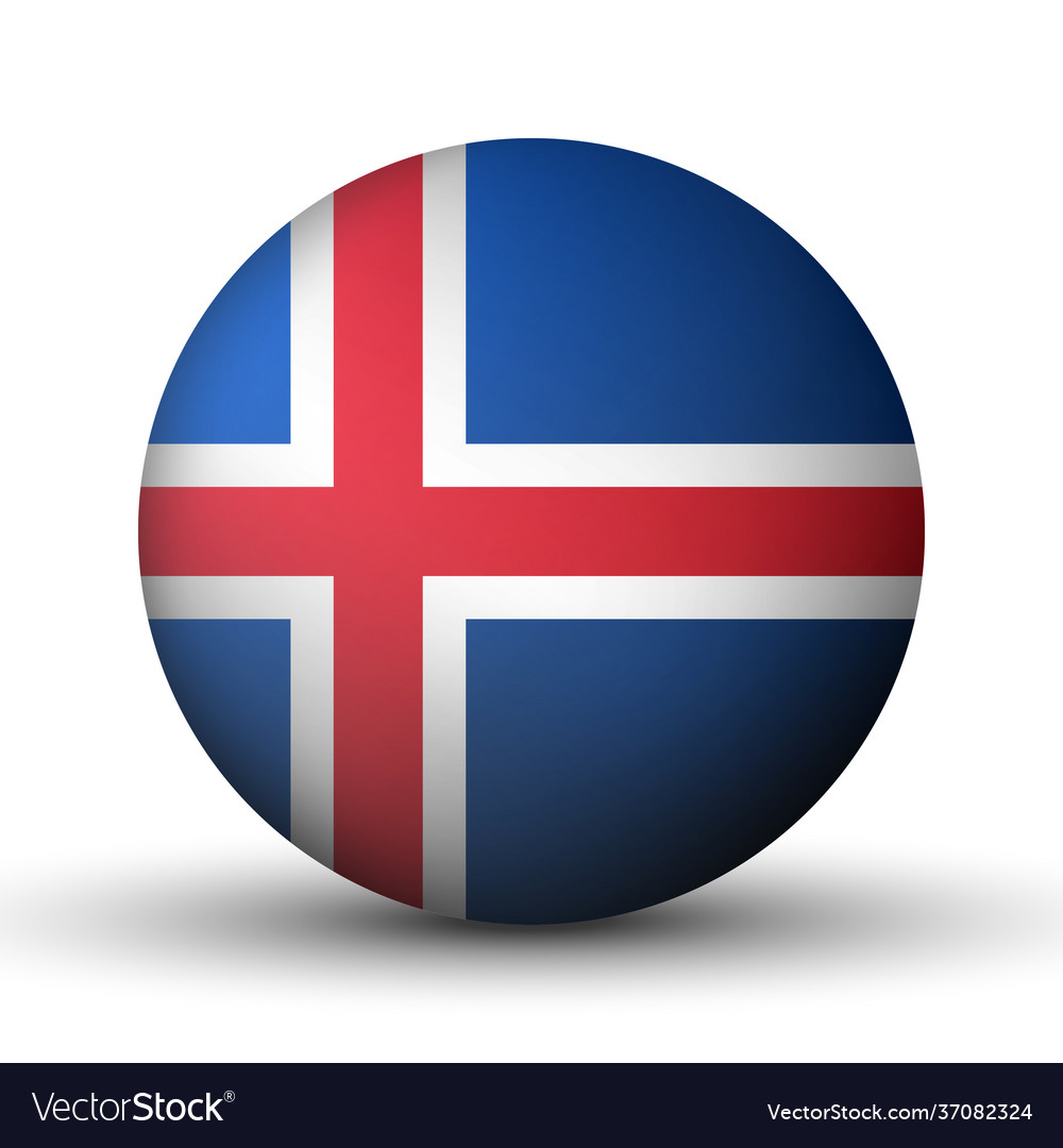 Glass light ball with flag iceland round Vector Image