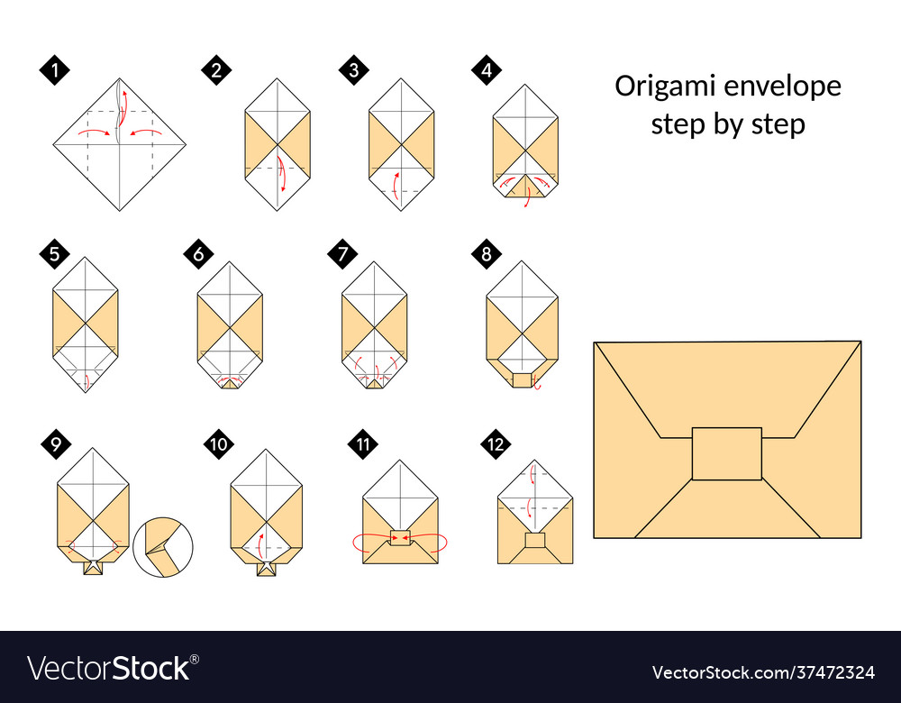 How To Make A Origami Envelope Step Step Vector Image 4334