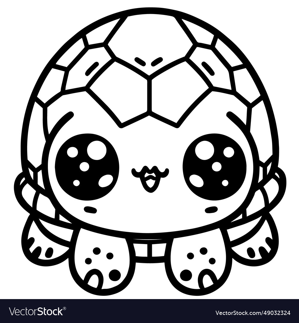 Kawaii Cute Joyful Turtle Embarks On Adventure Vector Image