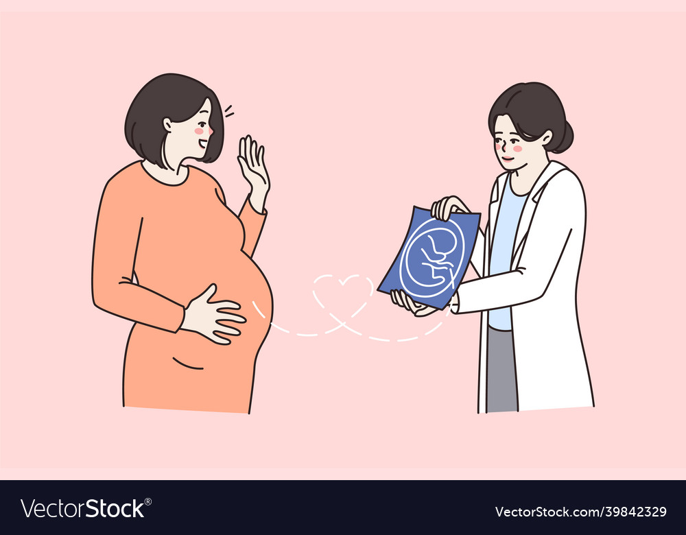 Doctor show baby ultrasound picture to future mom Vector Image