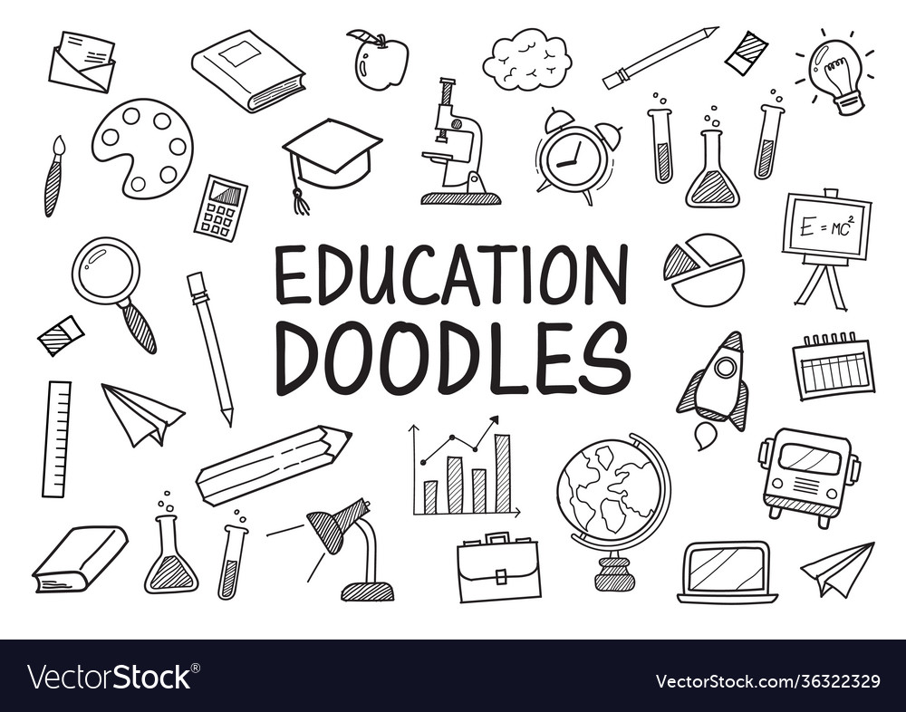 Education doodles hand drawn icons Royalty Free Vector Image