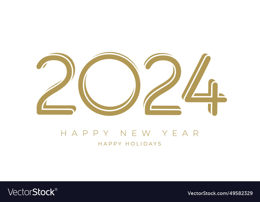 Gold 2024 new year numbers typography Royalty Free Vector