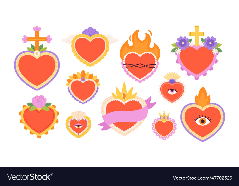 Isolated sacred mexican hearts traditional heart Vector Image