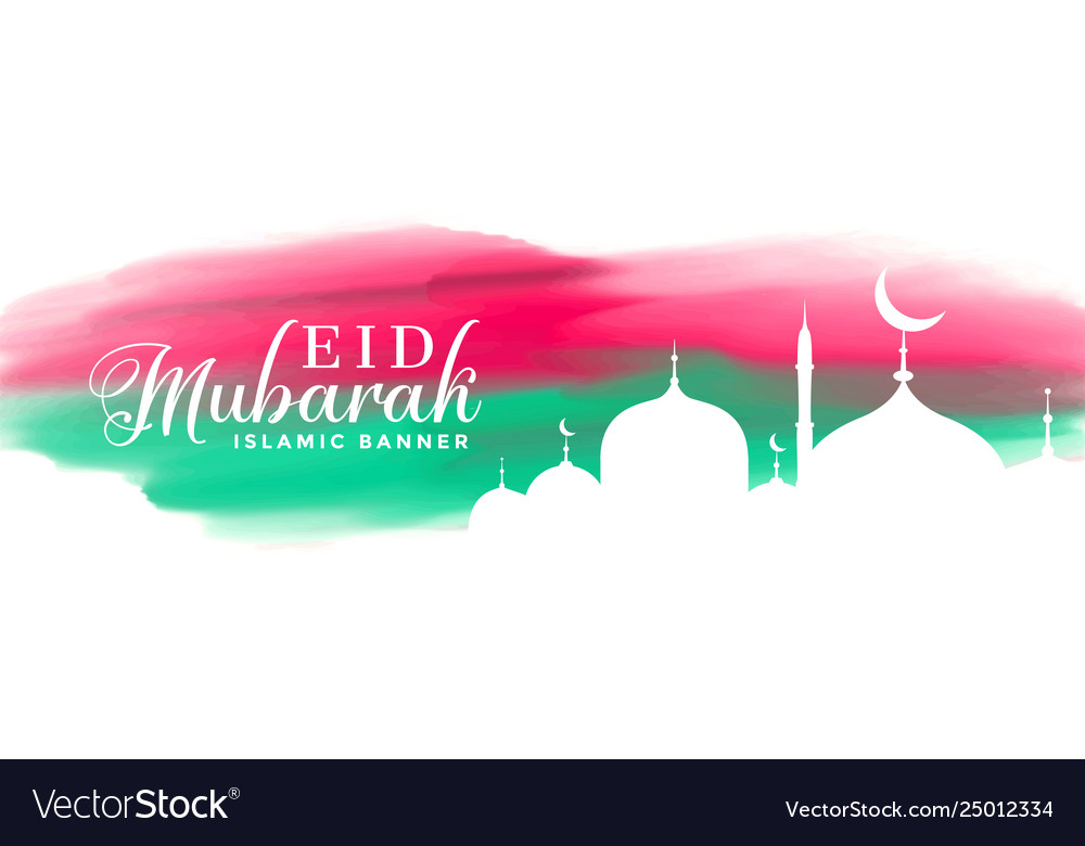 Eid mubarak watercolor banner design