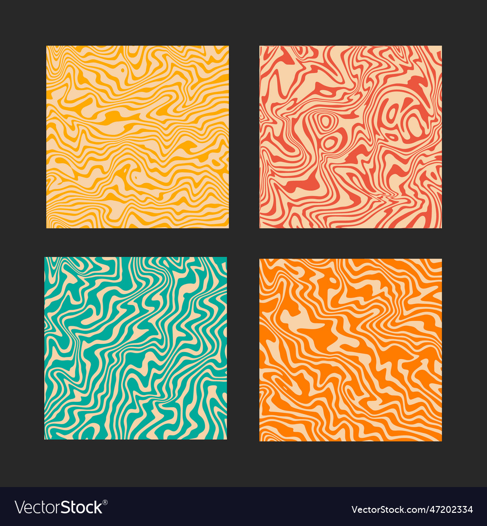 Groovy retro backgrounds set wavy trippy post vector image Groovy retro backgrounds set wavy trippy post