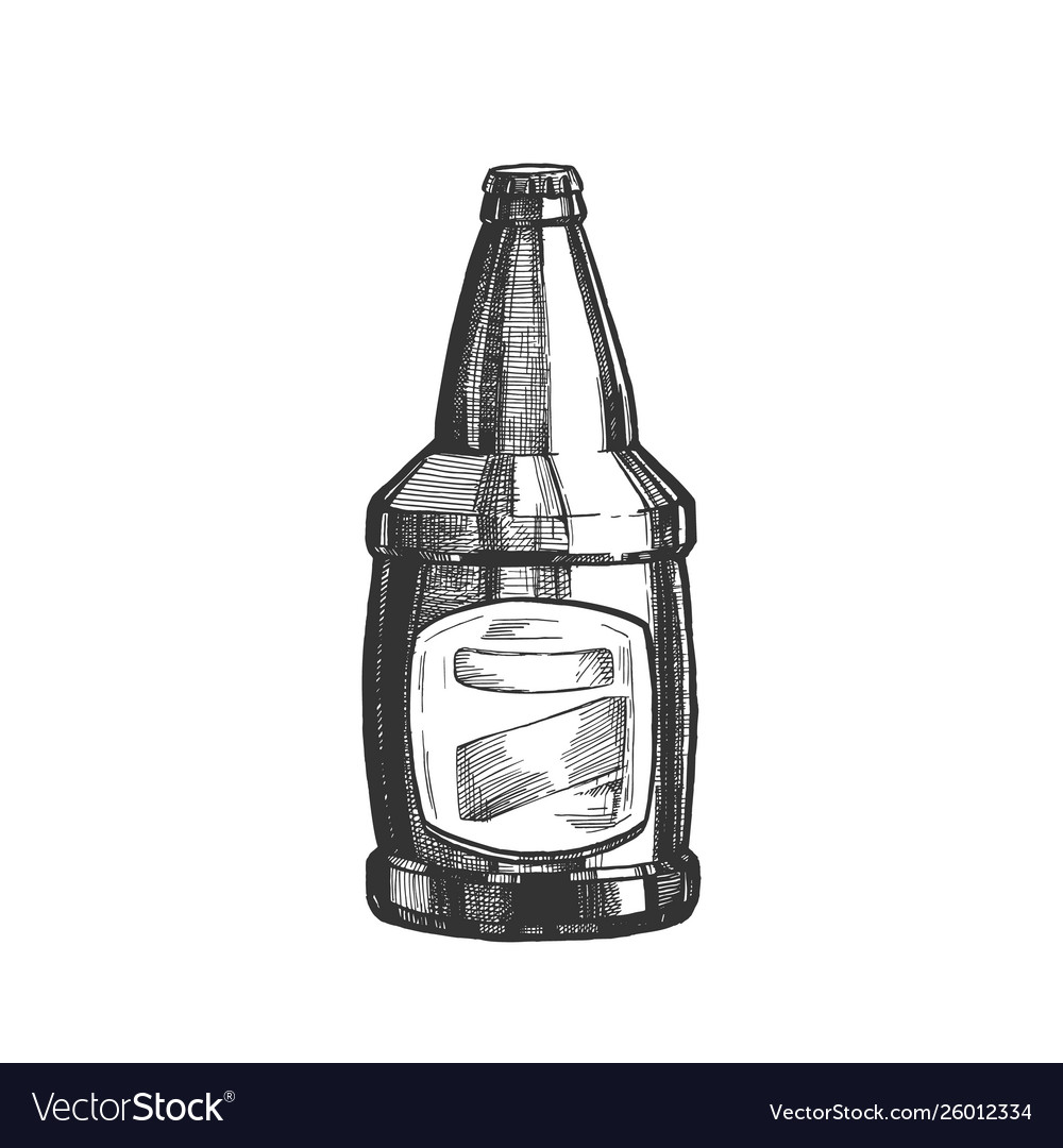 Hand drawn glass bottle with blank label Vector Image