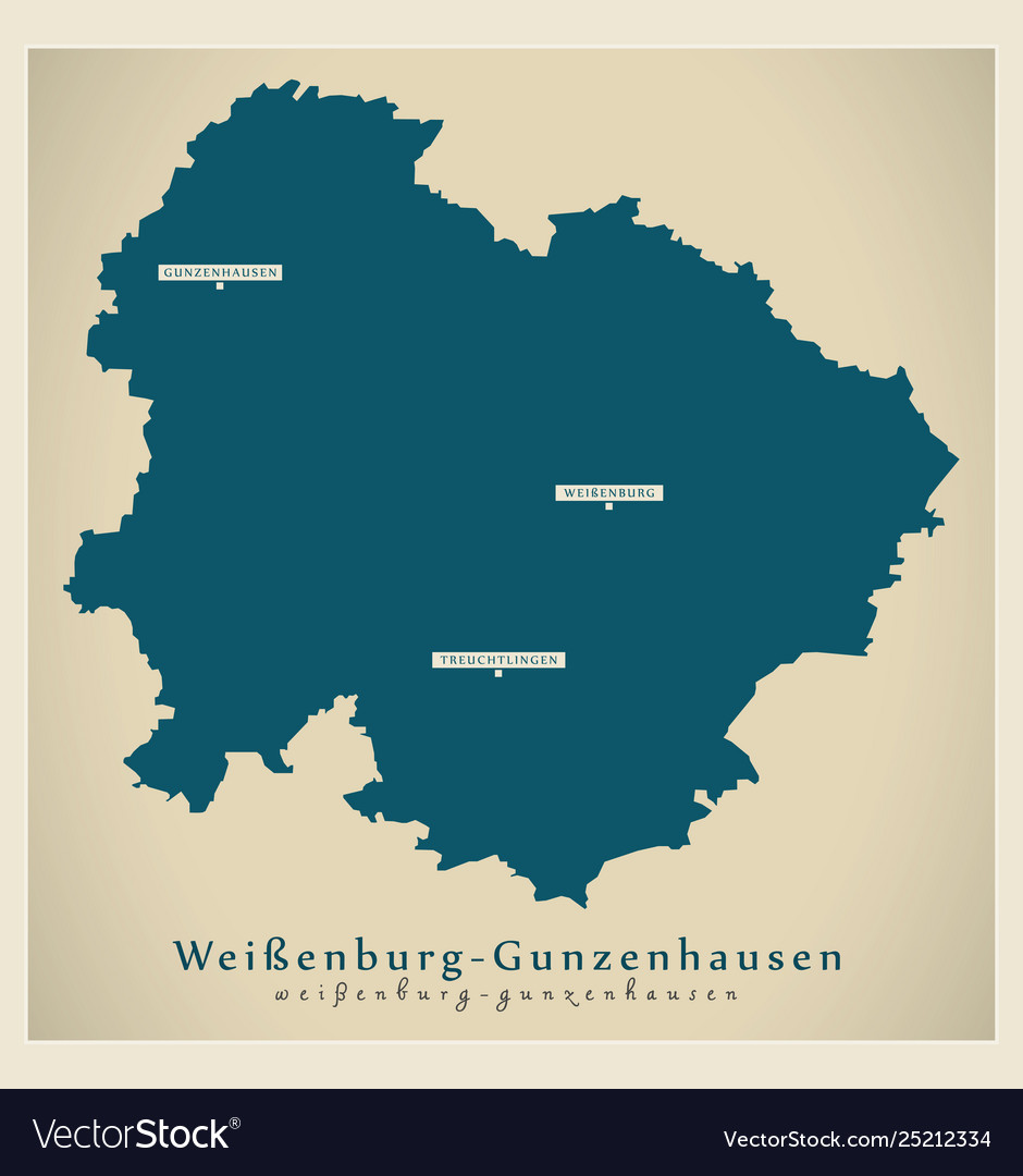 Modern Map - Weissenburg-gunzenhausen County Vector Image