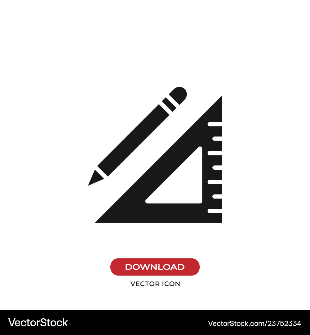 Pencil and square ruler icon Royalty Free Vector Image