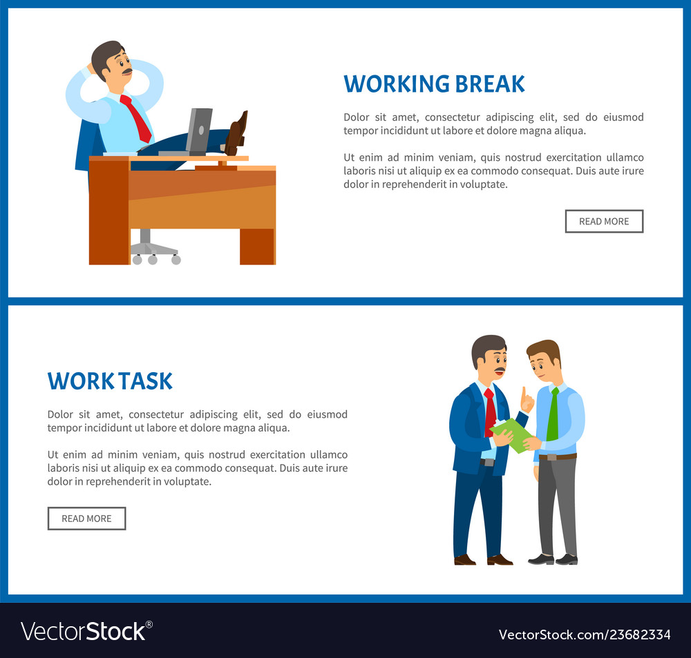 Working break boss resting in office task info Vector Image