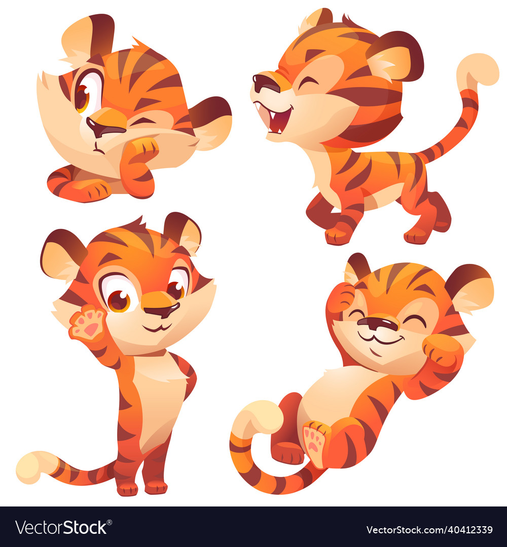 Cute baby tiger character sleep and walking Vector Image Cute baby tiger character sleep and walking Vector Image