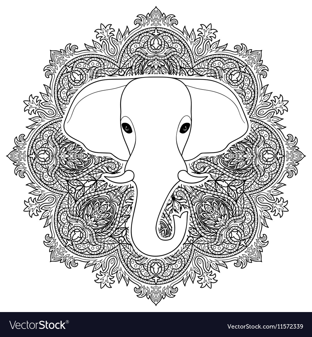 Elephant boho pattern Royalty Free Vector Image