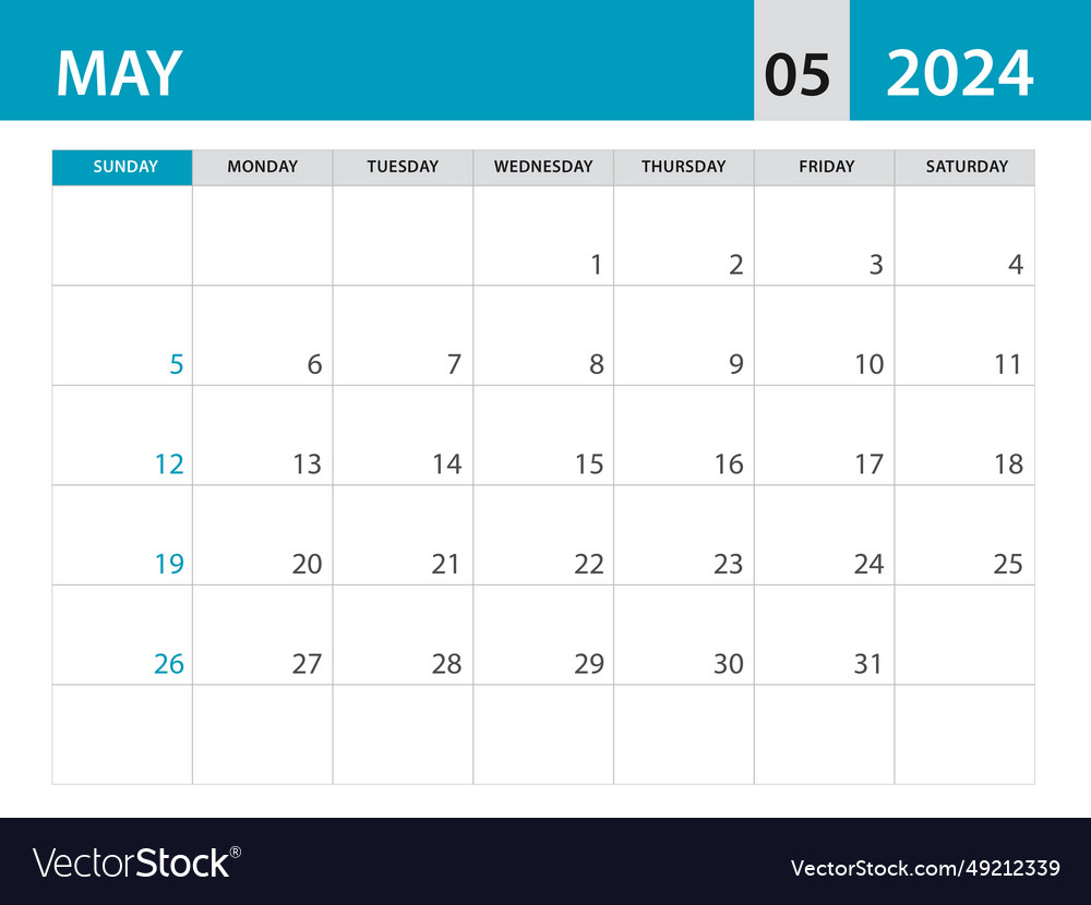 May 2024 template - calendar Royalty Free Vector Image