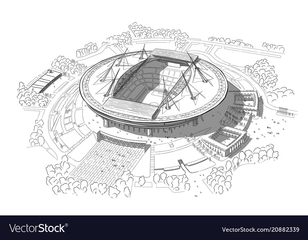 Sketch of the new stadium on krestovsky island Vector Image