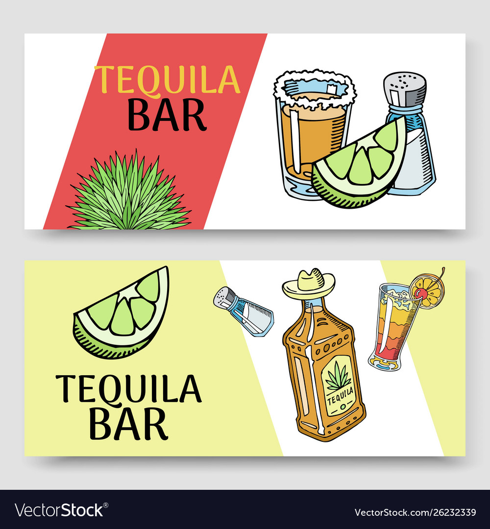 Tequila bar set banners Royalty Free Vector Image