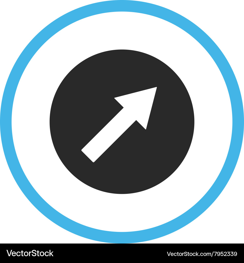 Up-right rounded arrow flat icon Royalty Free Vector Image