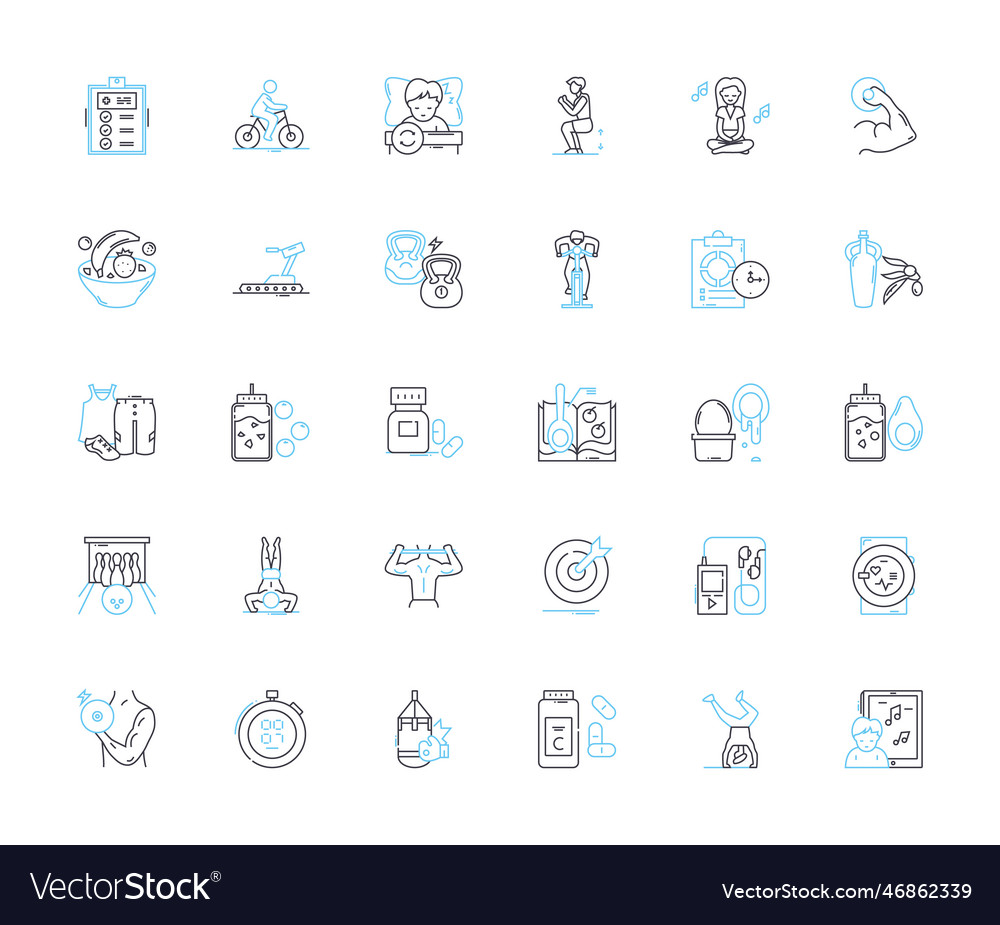 Well-being linear icons set health happiness Vector Image