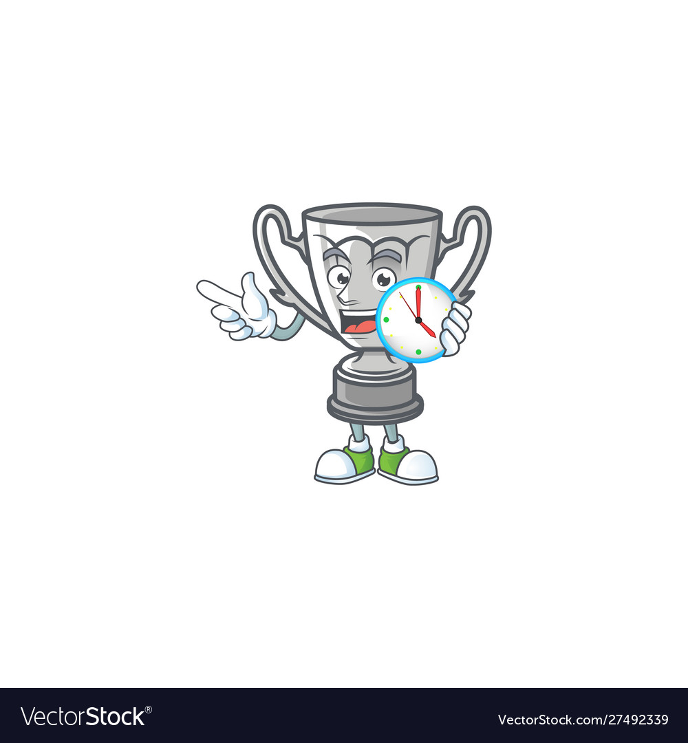 With clock silver trophy cartoon character Vector Image With clock silver trophy cartoon character Vector Image