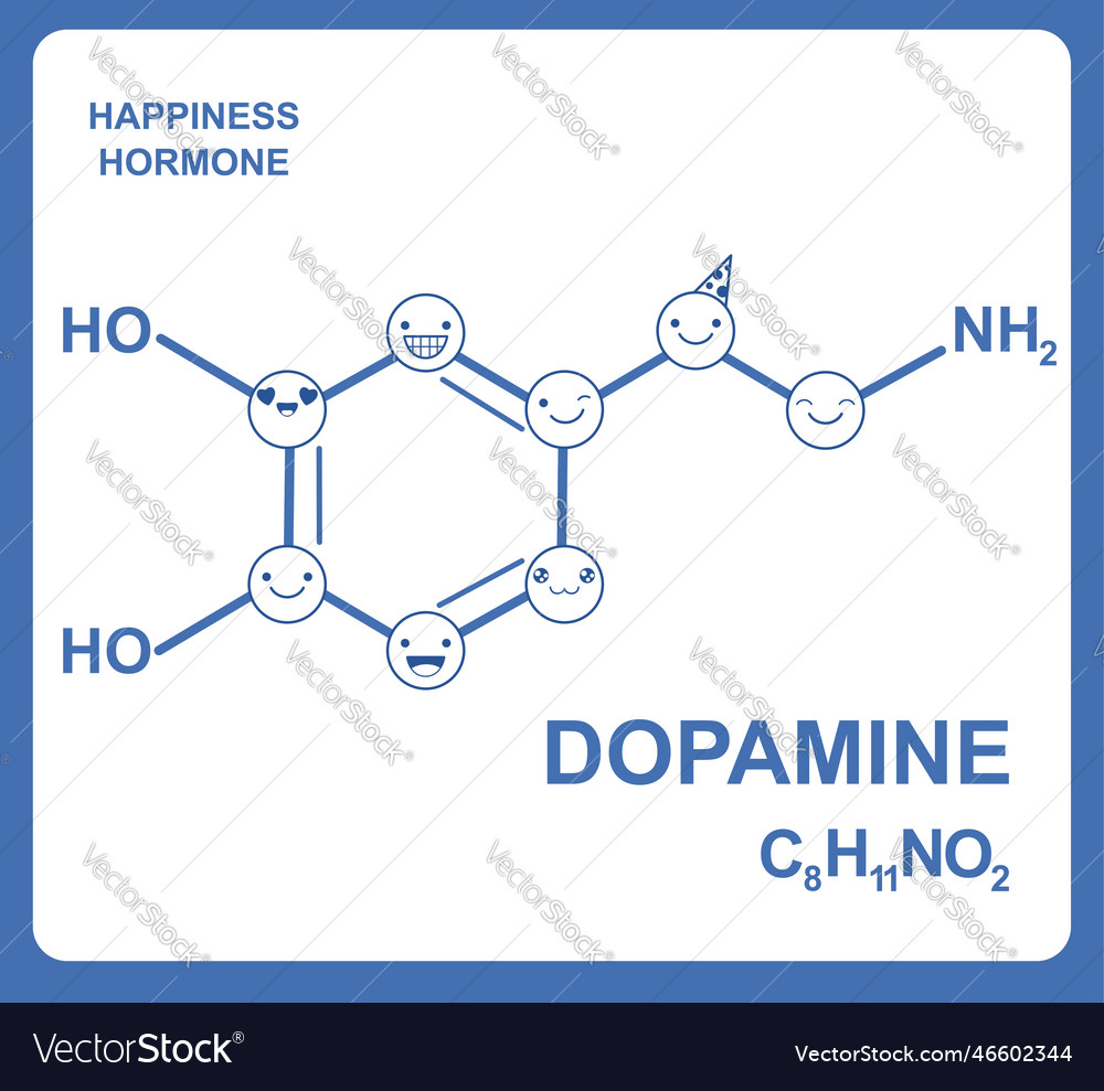 Chemical formula of dopamine - happiness hormone Vector Image