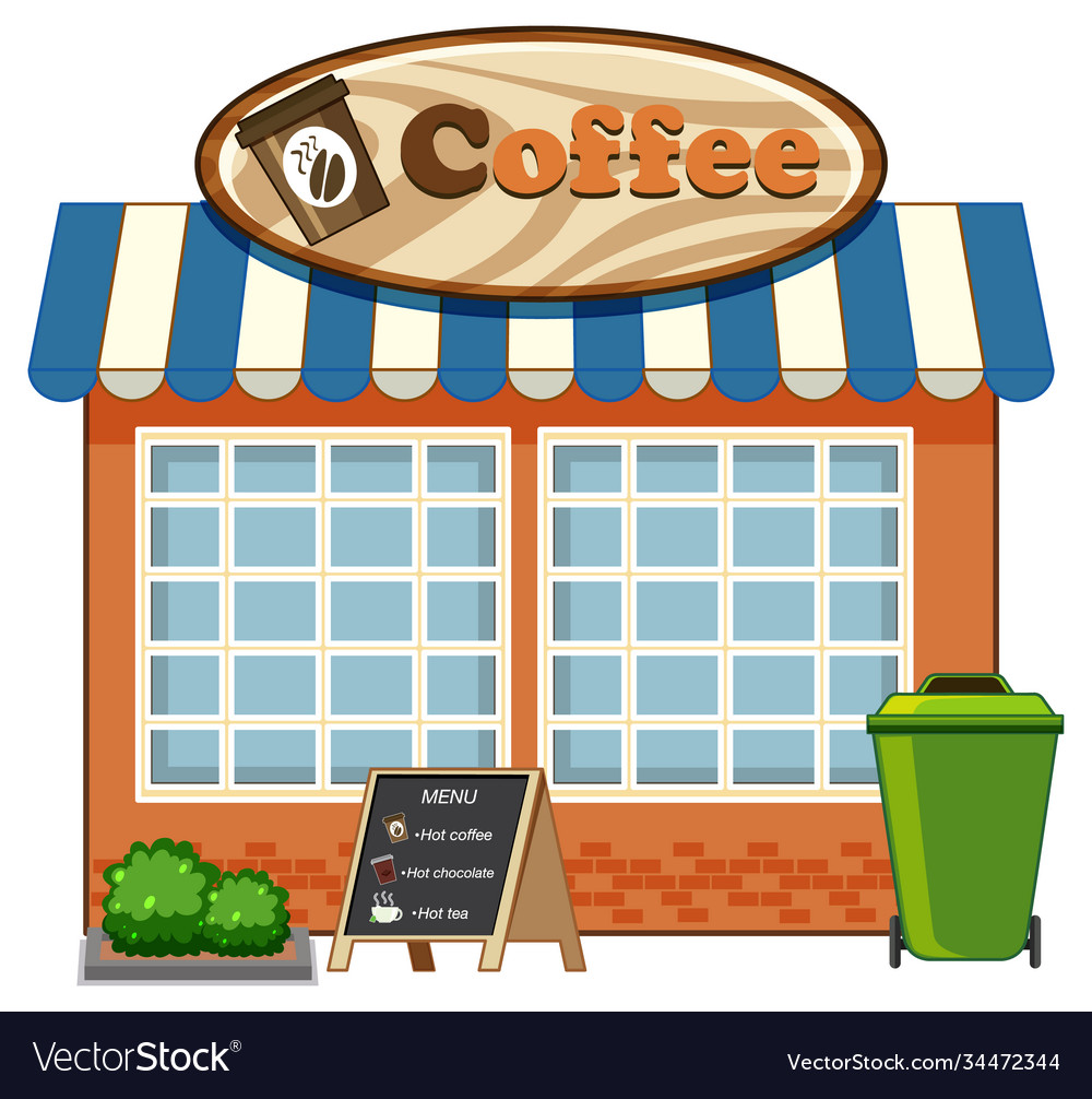 Coffee shop cartoon style isolated on white Vector Image Coffee shop cartoon style isolated on white Vector Image