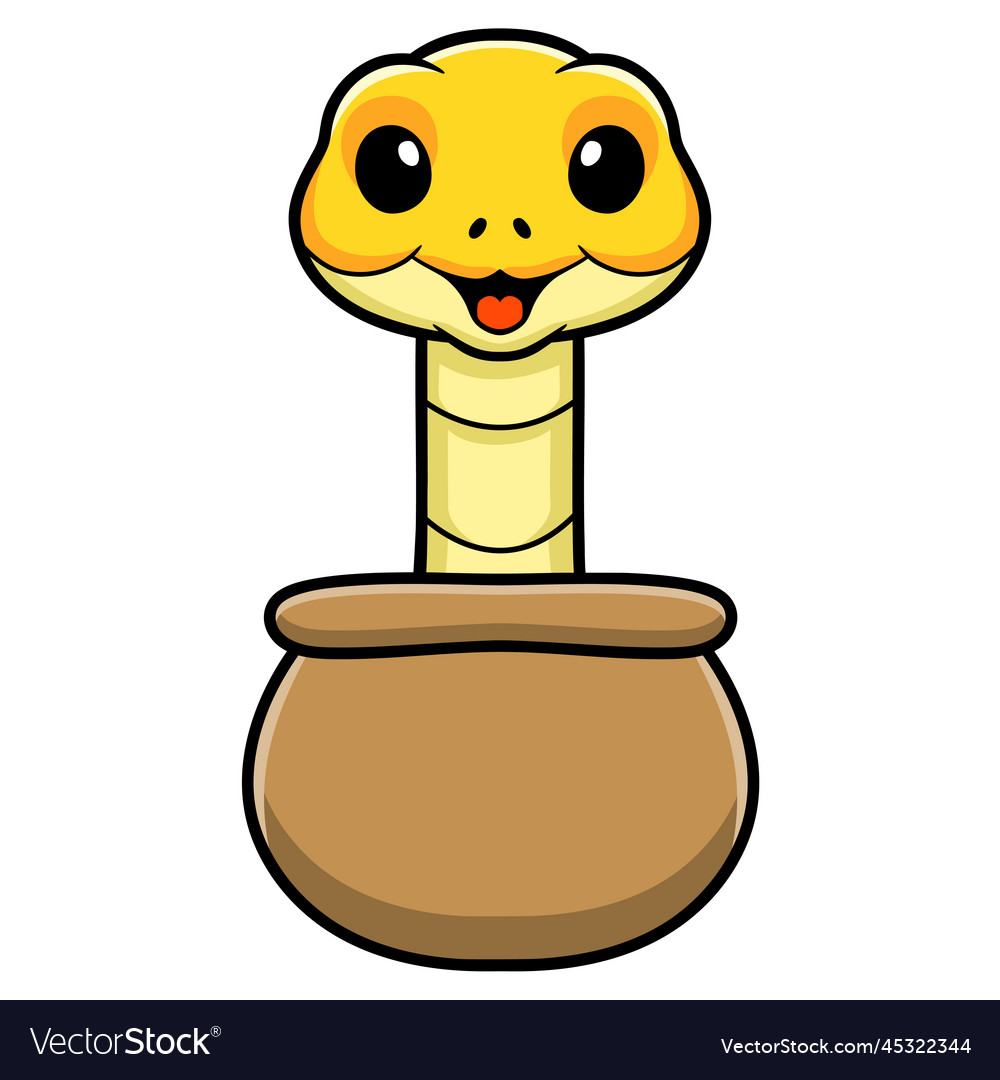 Cute yellow insularis snake cartoon Royalty Free Vector