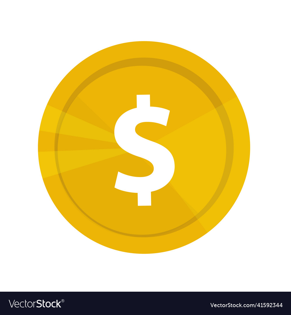 Golden game coin with dollar sign Royalty Free Vector Image