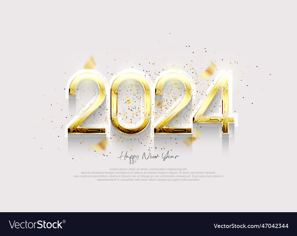 Happy new year 2024 pink 3d number editable Vector Image