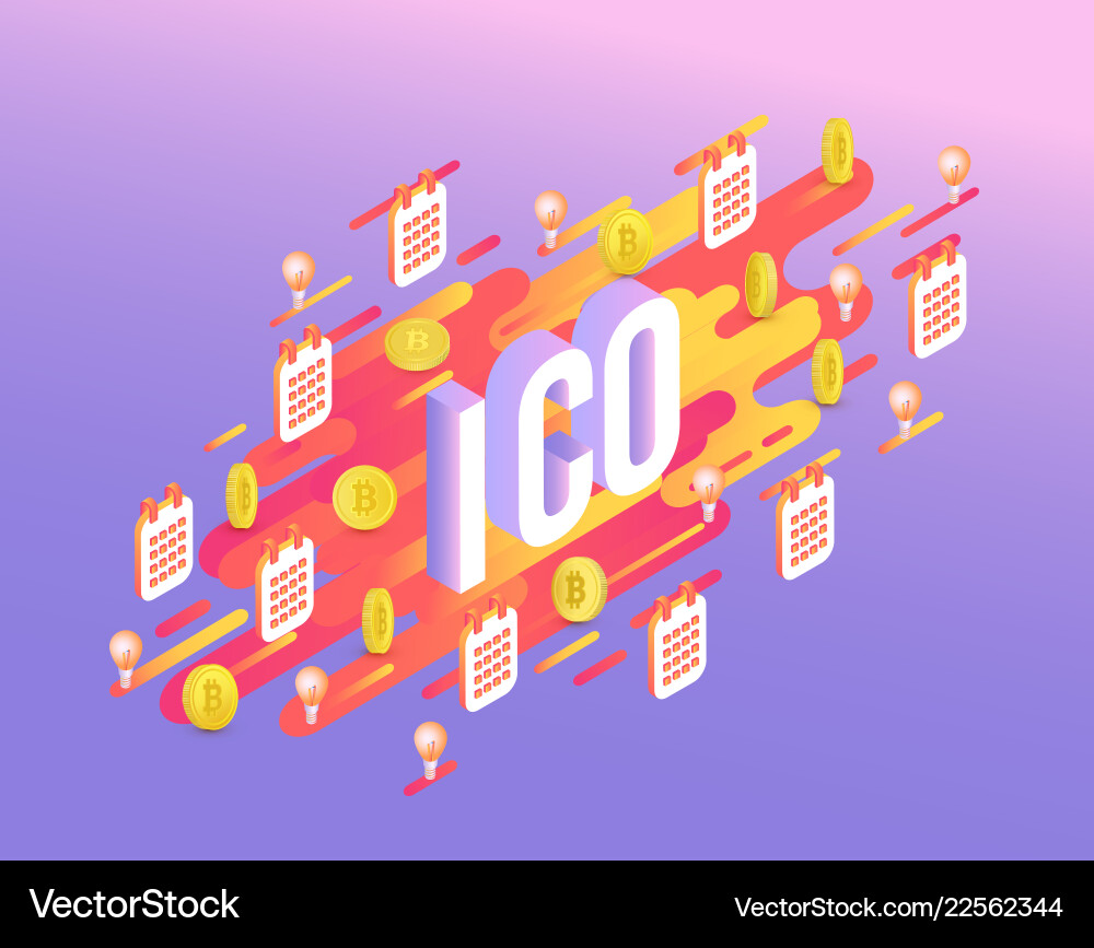 Ico text design - isometric Royalty Free Vector Image