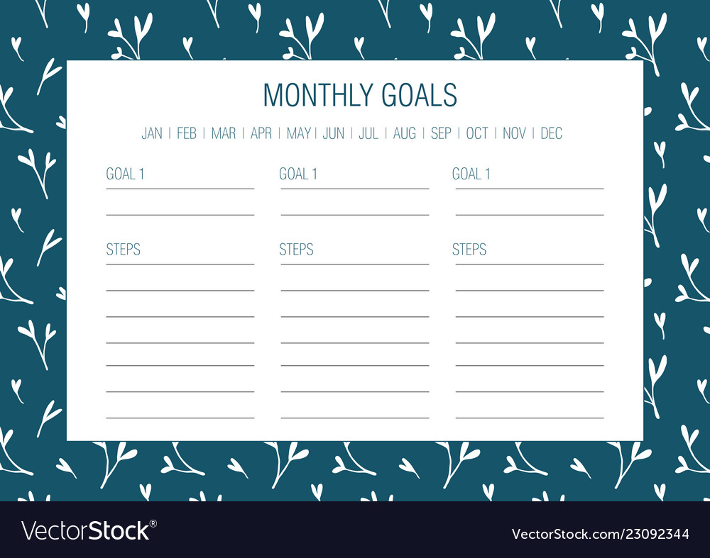 Monthly Goals Template Image