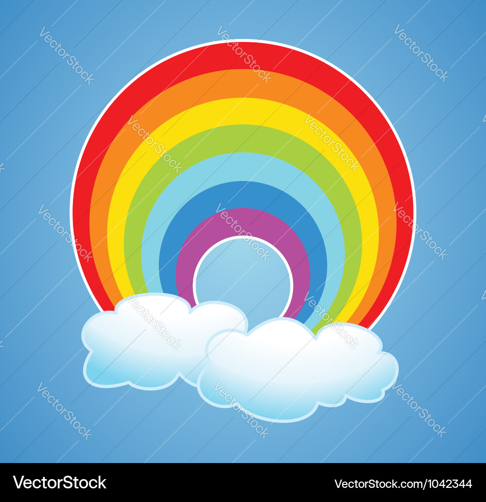 Rainbow and clouds Royalty Free Vector Image - VectorStock