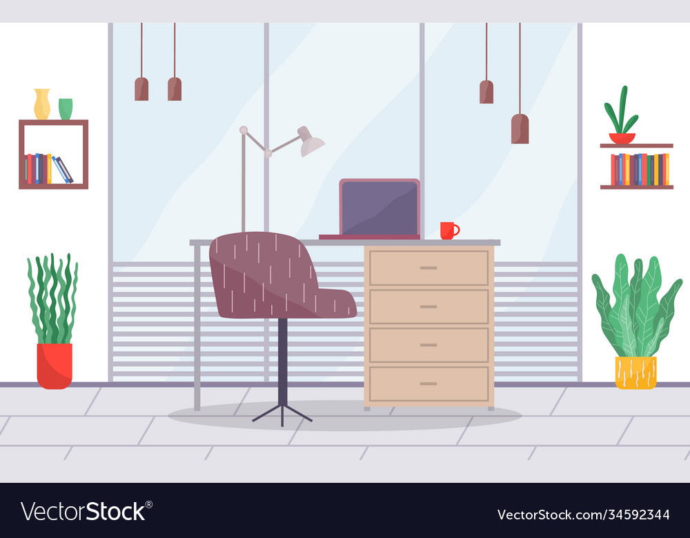 Workplace in office cabinet with workspace Vector Image