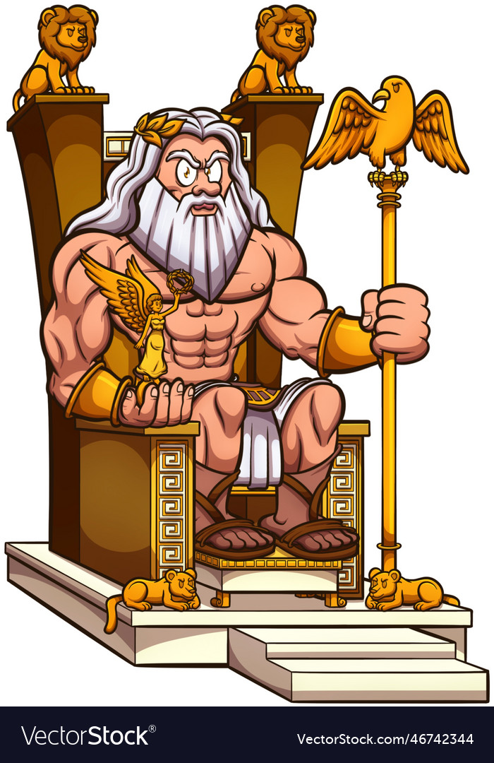 Zeus sitting on throne Royalty Free Vector Image