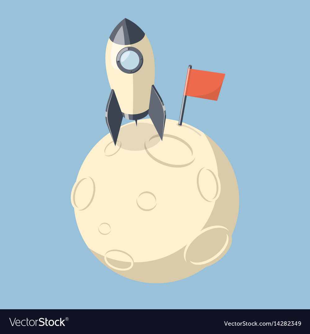 Download 3d rocket spaceship landed on moon Royalty Free Vector Image