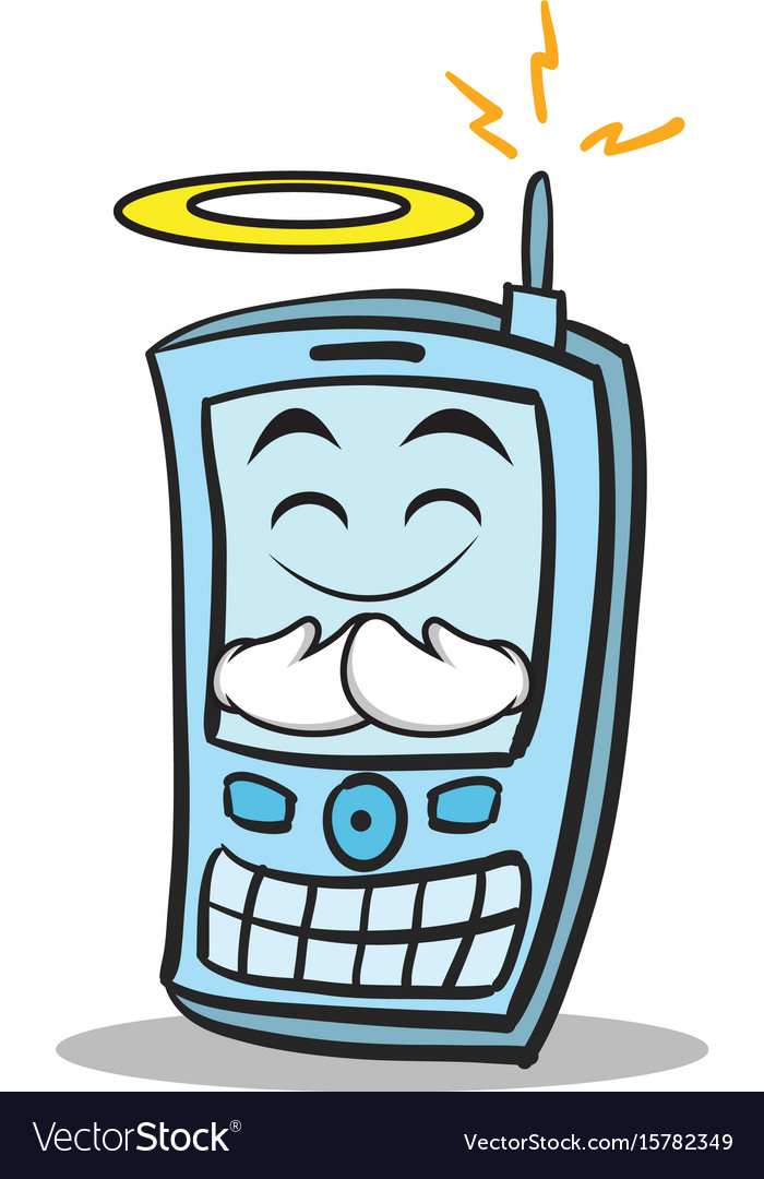 Innocent face phone character cartoon style Vector Image Innocent face phone character cartoon style Vector Image