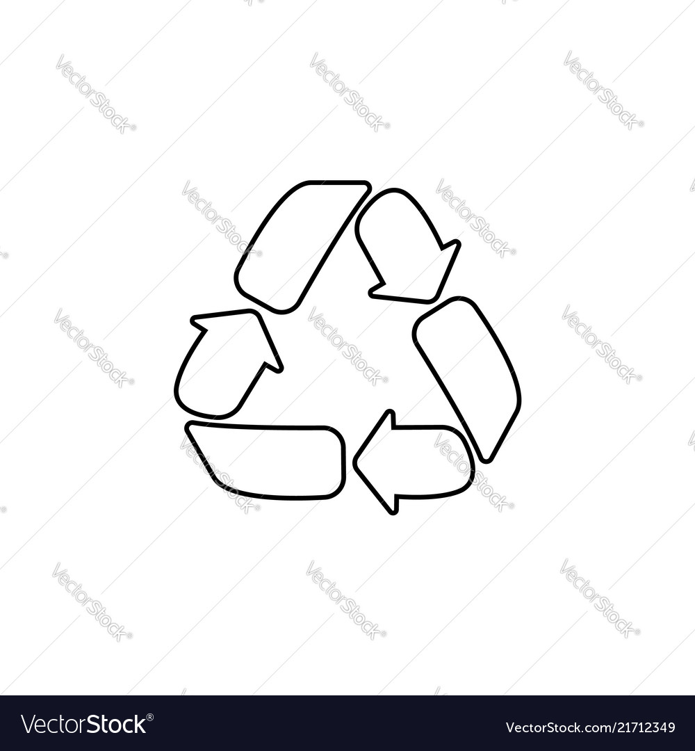 Recycle sign isolated line icon black on white Vector Image