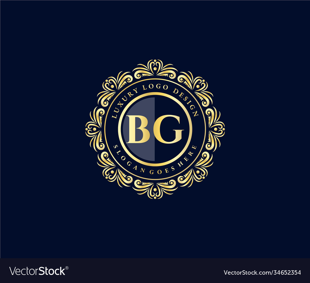 Bg initial letter gold calligraphic feminine Vector Image