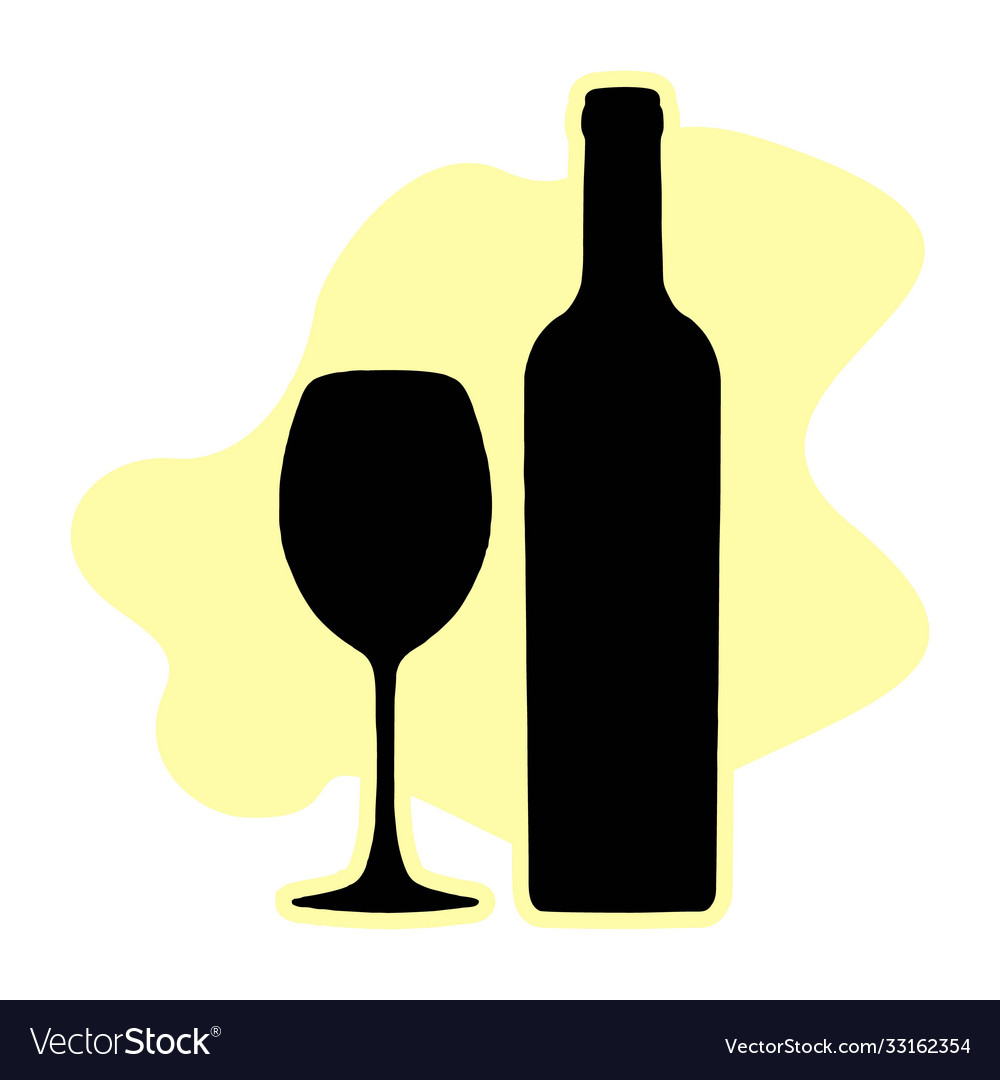 Bottle wine and wineglass icon logo sign Vector Image