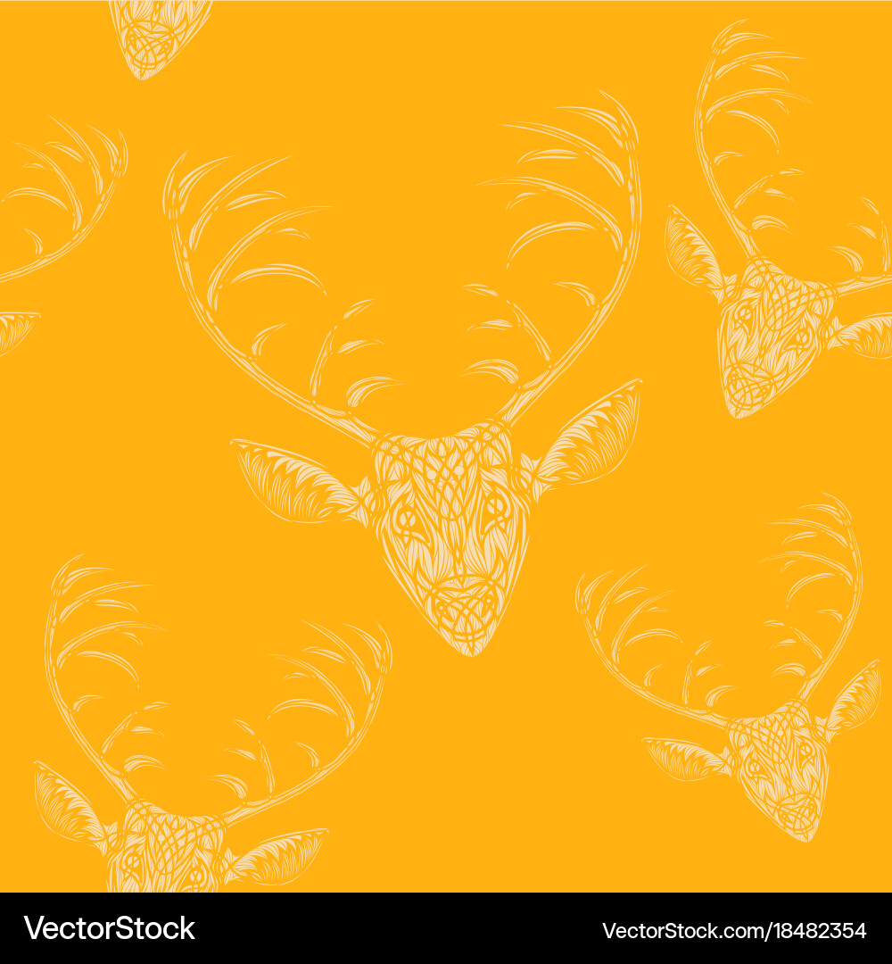 Deer heads seamless pattern Royalty Free Vector Image