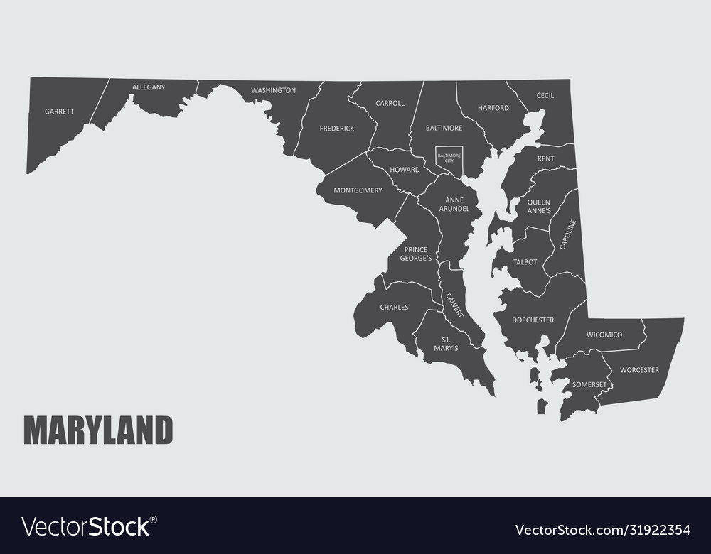 Maryland county map Royalty Free Vector Image - VectorStock