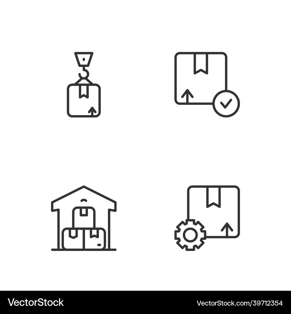 Set line gear with package box full warehouse Vector Image