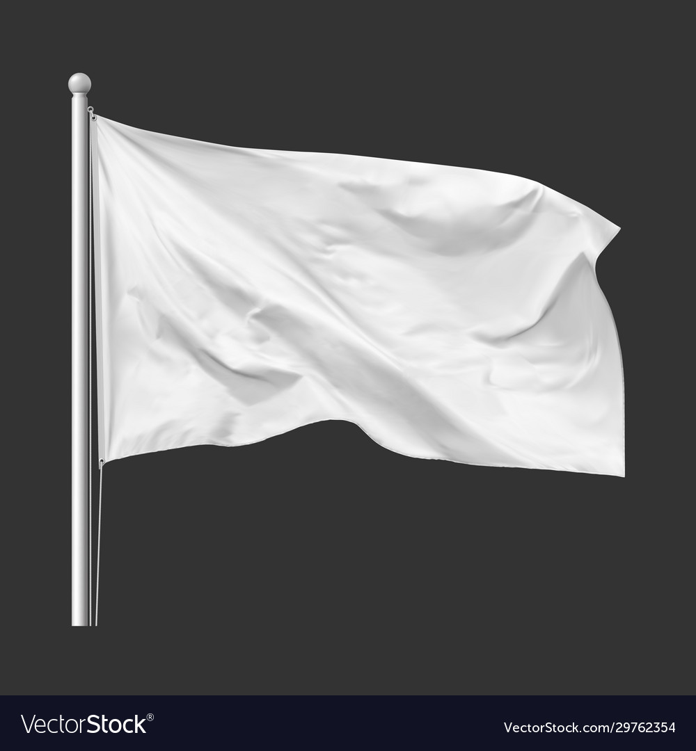 White flag waving in wind on flagpole Royalty Free Vector