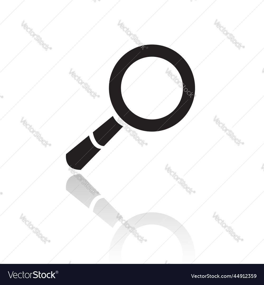 Black simplistic magnifier symbol and reflection Vector Image