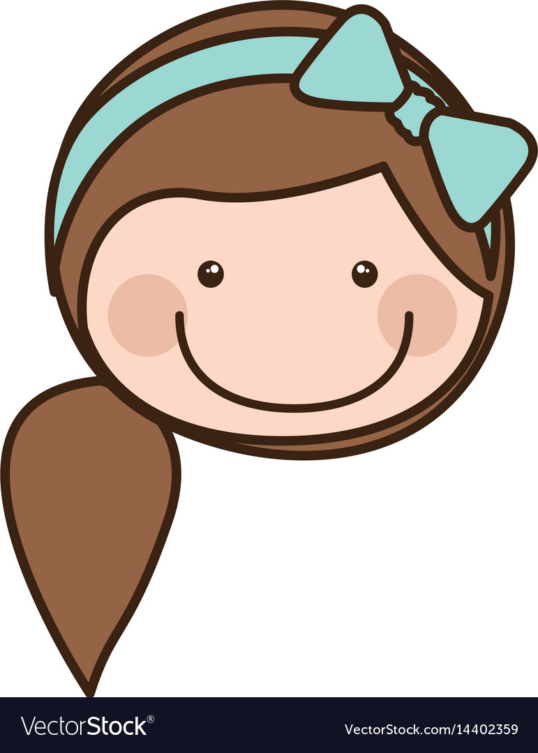 Color silhouette cartoon front face girl with side