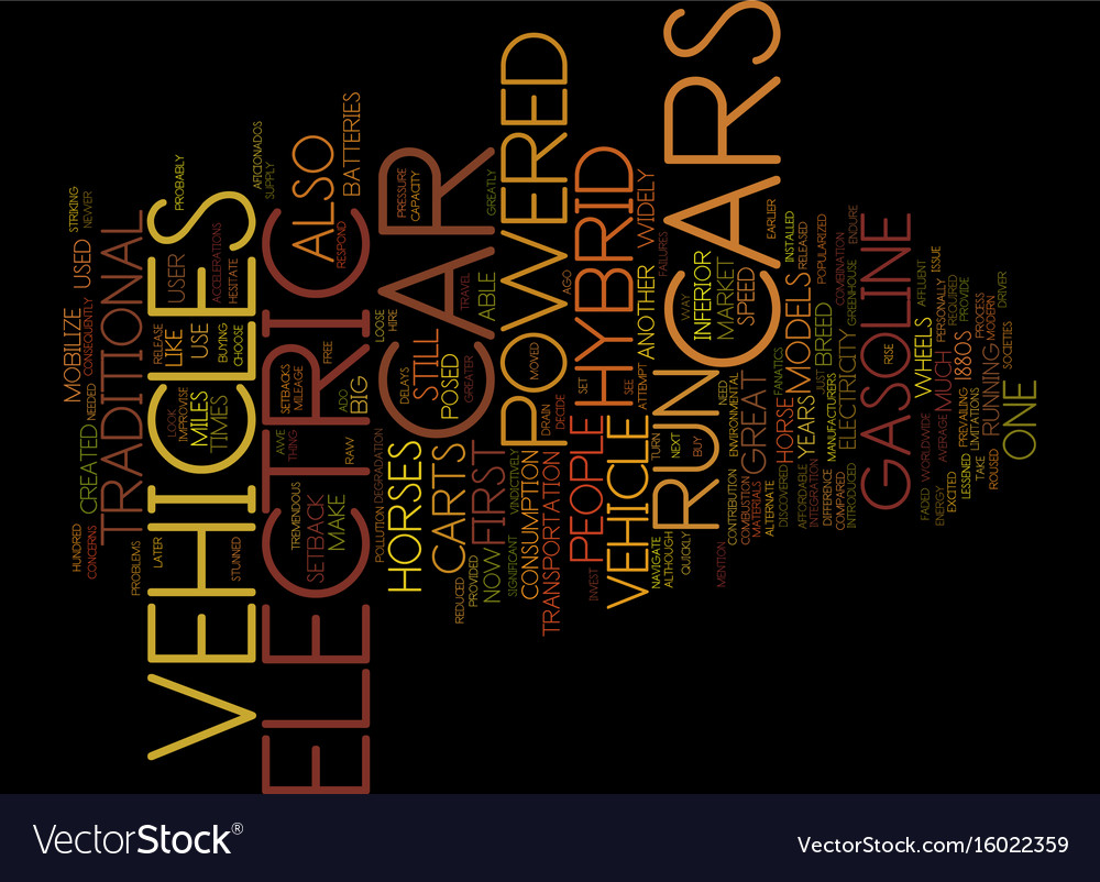 Electric Hybrid Vehicles Text Background Word Vector Image
